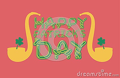 Happy Patrick`s Day lettering emblem. Celtic font letters. Natio Vector Illustration