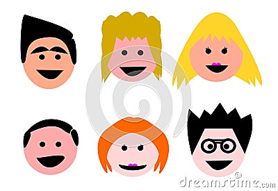 Happy People Cartoon Vector Logo Illustration Stock Photo