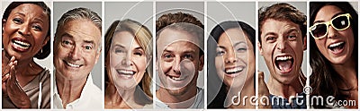 Happy people faces set Stock Photo