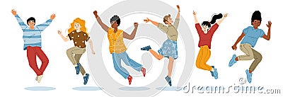 Happy people jump, joy, have fun Vector Illustration