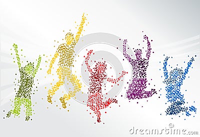 Happy people jumping Vector Illustration