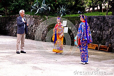 Happy people in Okinawa, Japan Editorial Stock Photo