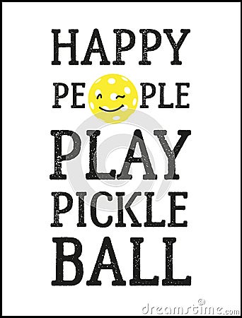 Happy people play pickleball Vector Illustration