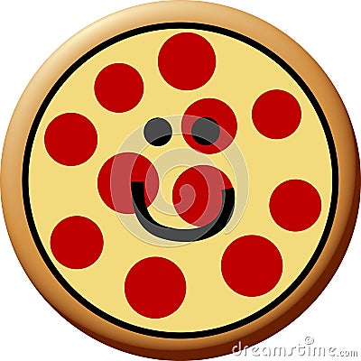 Happy pepperoni pizza Stock Photo