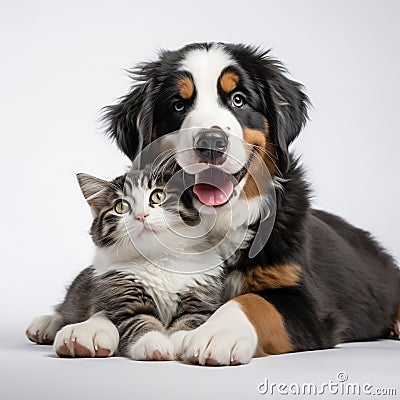 Happy pets, AI Generative Stock Photo