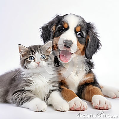 Happy pets, AI Generative Stock Photo