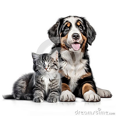 Happy pets, AI Generative Stock Photo