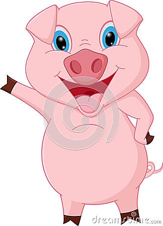 Happy pig cartoon presenting Vector Illustration