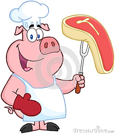 Happy Pig Chef Vector Illustration