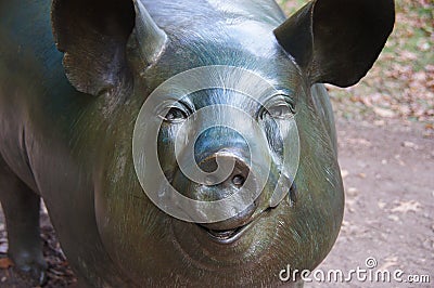 Happy pig sculpture at Crystal Bridges Editorial Stock Photo