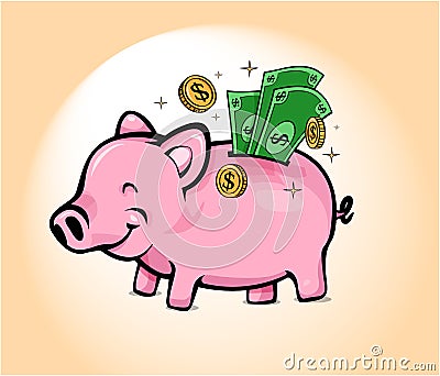 Happy Piggy savings Bank Vector Illustration