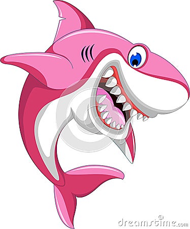 Happy pink Cartoon shark Stock Photo