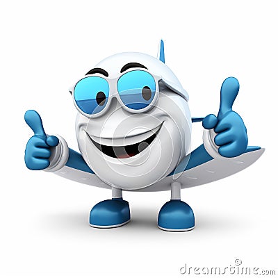 Happy Plane Mascot showing thumbs up. Stock Photo