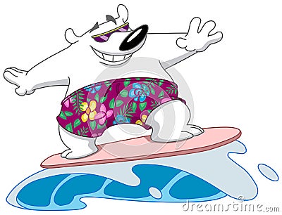 Surfing bear Vector Illustration