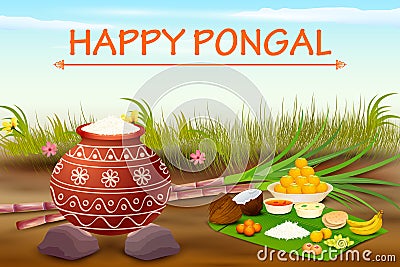 Happy Pongal celebration background Vector Illustration