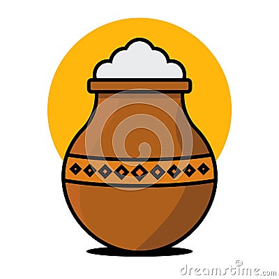 happy pongal holiday harvest festival of south india logo icon design flat vector illustration Vector Illustration