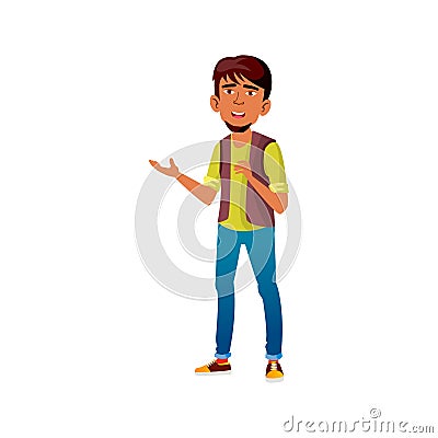 happy positive emotion boy speaking cartoon vector Vector Illustration