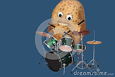 Happy Potato Drummer Stock Photo