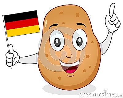Happy Potato Holding a German Flag Vector Illustration