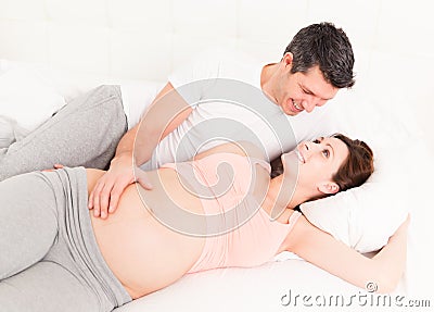 Happy pregnant couple Stock Photo