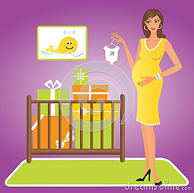 Happy pregnant woman Vector Illustration