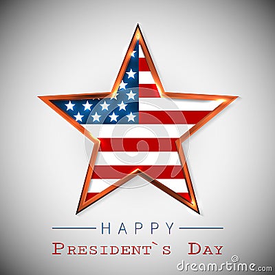 Happy President`s Day greeting card with star of USA Vector Illustration