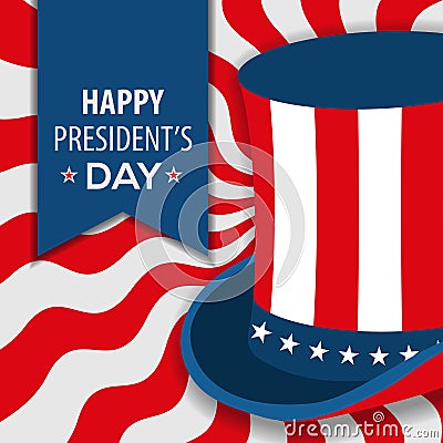 Happy President`s day poster design with uncle Sam hat. Vector Illustration Vector Illustration