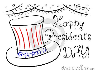 Happy president `s day sketch greeting card isolated Vector Illustration