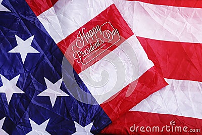 Happy President`s Day Typography on USA Flag Stock Photo