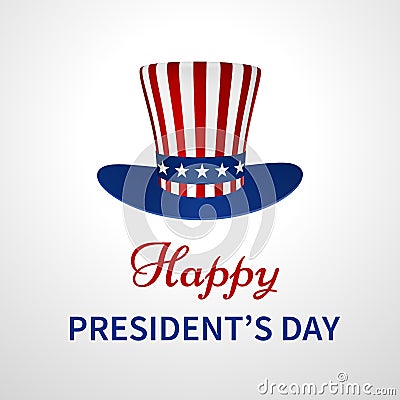 Happy Presidents Day banner with hat Vector Illustration