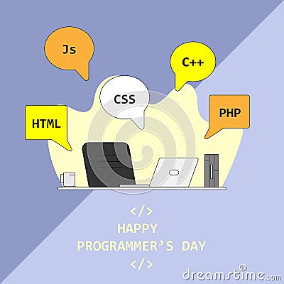Happy Programmer`s Day template background. vector illustration for web and printing isolated Vector Illustration