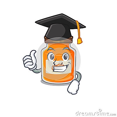 Happy and proud of peach jam wearing a black Graduation hat Vector Illustration