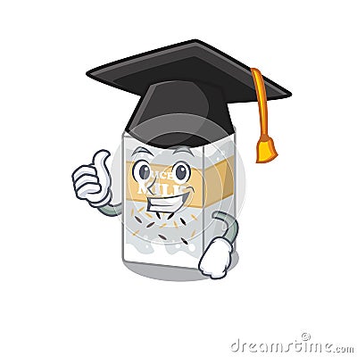 Happy and proud of rice milk wearing a black Graduation hat Vector Illustration