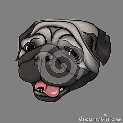 Happy pug Vector Illustration