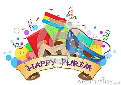 Happy Purim Banner Vector Illustration