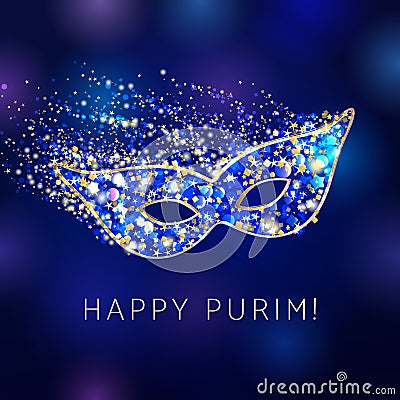 Happy Purim celebrating card. Vector Illustration