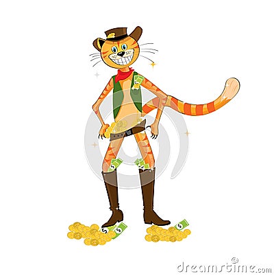 Happy Puss in Boots Vector Illustration