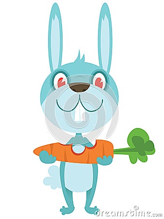 Happy rabbit with carrot Vector Illustration