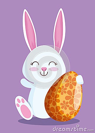 Happy rabbit with egg decoration to easter event Vector Illustration