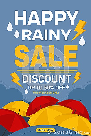 Happy rainy Vector Illustration