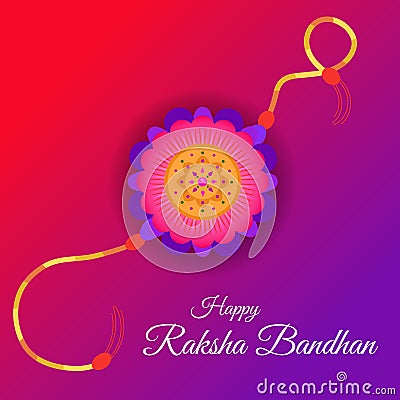 Happy Raksha Bandhan with Creative Rakhi Illustration. Raksha Bandhan Festival Greeting Stock Photo