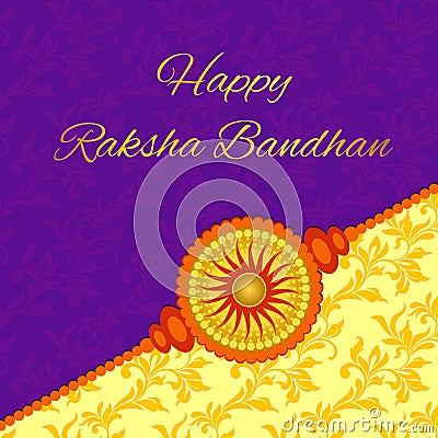 Happy Raksha Bandhan. Elegant greeting card with beautiful rakhi Vector Illustration