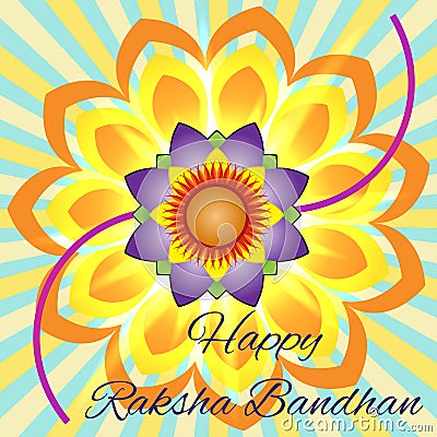 Happy Raksha Bandhan. Elegant greeting card with beautiful rakhi for Indian festival of brother and sister love, celebration Vector Illustration