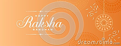 Happy raksha bandhan orange banner with rakhi design Vector Illustration