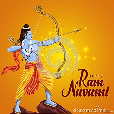 Happy Ram Navami festival of India. Lord Rama with arrow. vector illustration design Vector Illustration