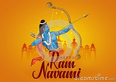 Happy Ram Navami festival of India. Lord Rama with arrow. vector illustration design Vector Illustration