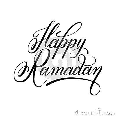 Happy Ramadan calligraphy handwritten lettering Vector Illustration