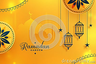 Happy ramadan kareem season golden decorative arabesque background Vector Illustration