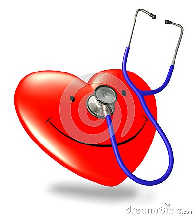 Happy red heart and stethoscope Stock Photo