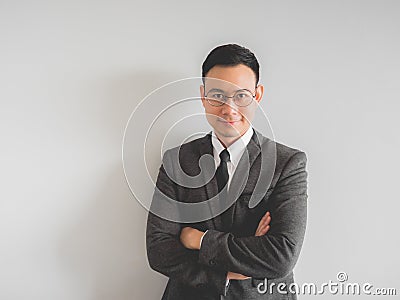 Happy and relax boss manager business man in black suit. Stock Photo